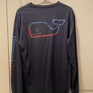 Vineyard Vines Red and Blue Long Sleeve T-shirt Size Medium